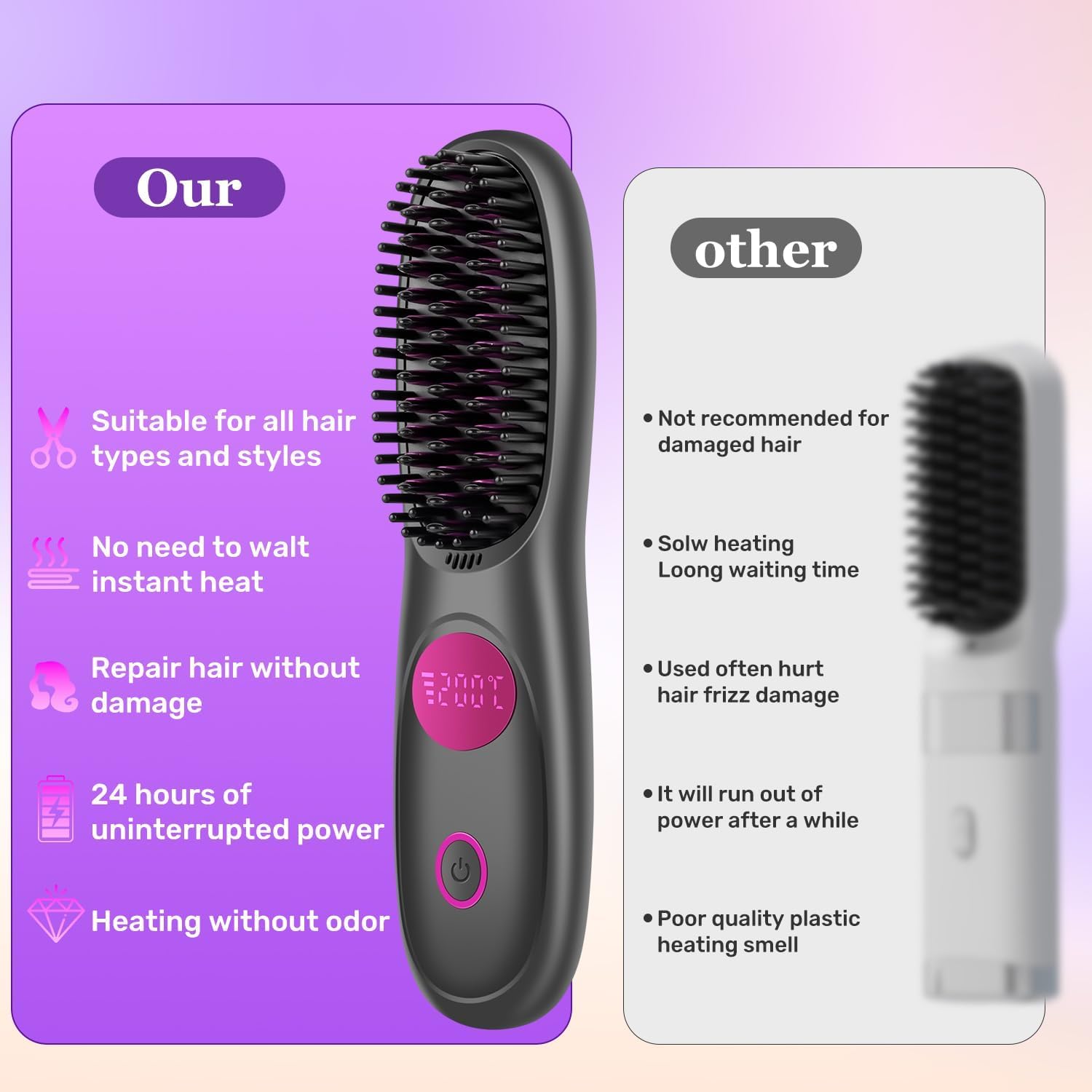 Hair Essence Go Brush Pro rapid 2-minute heat-up for quick touch-ups