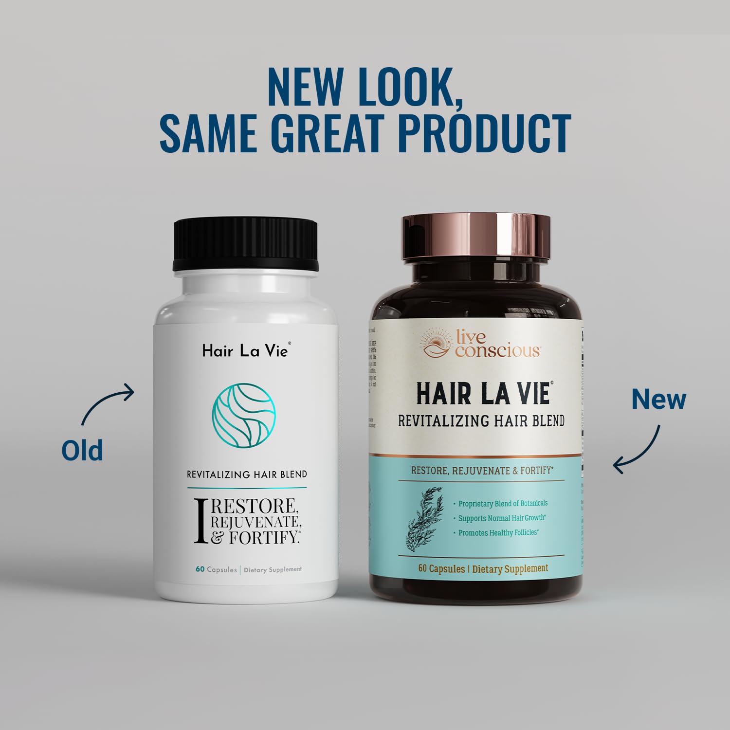 Close-up of Hair La Vie capsules showing biotin and collagen for hair nourishment.