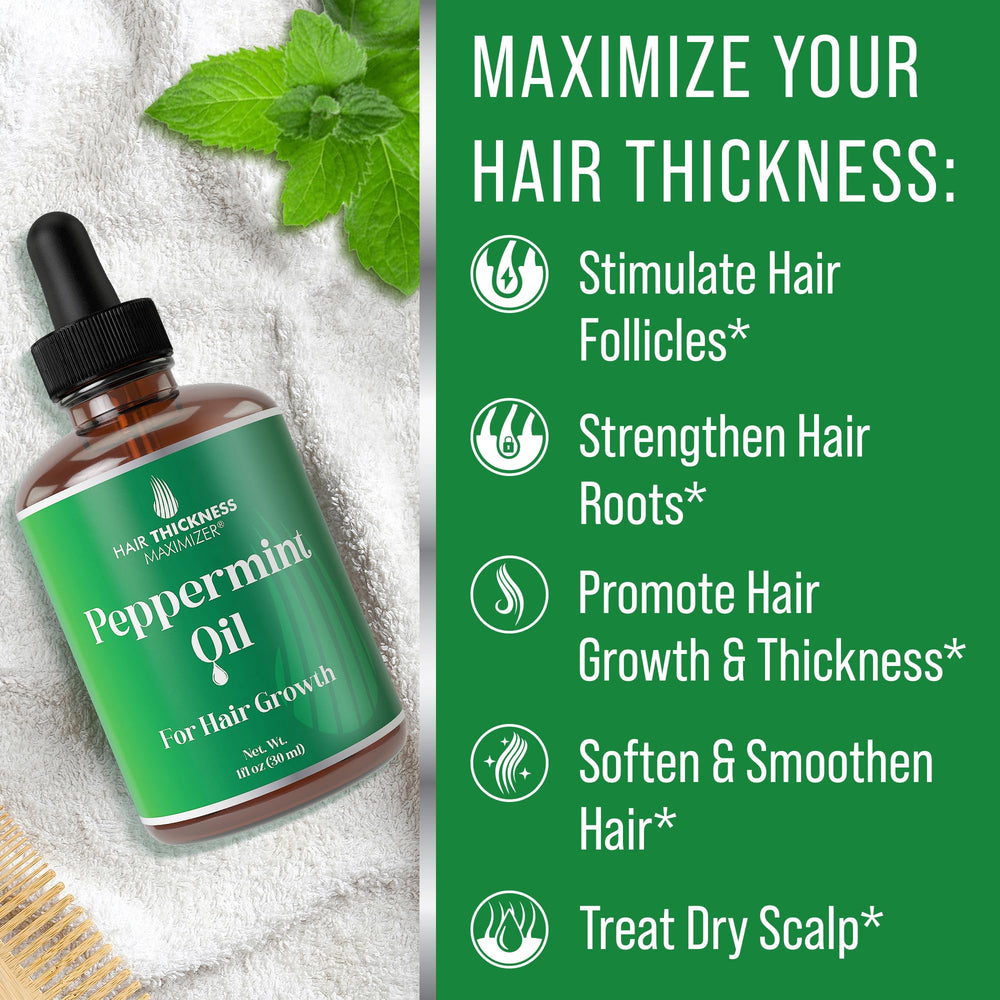 Maximizador del grosor del cabello: aplicación suave del aceite de menta.