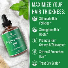 Maximizador del grosor del cabello: aplicación suave del aceite de menta.