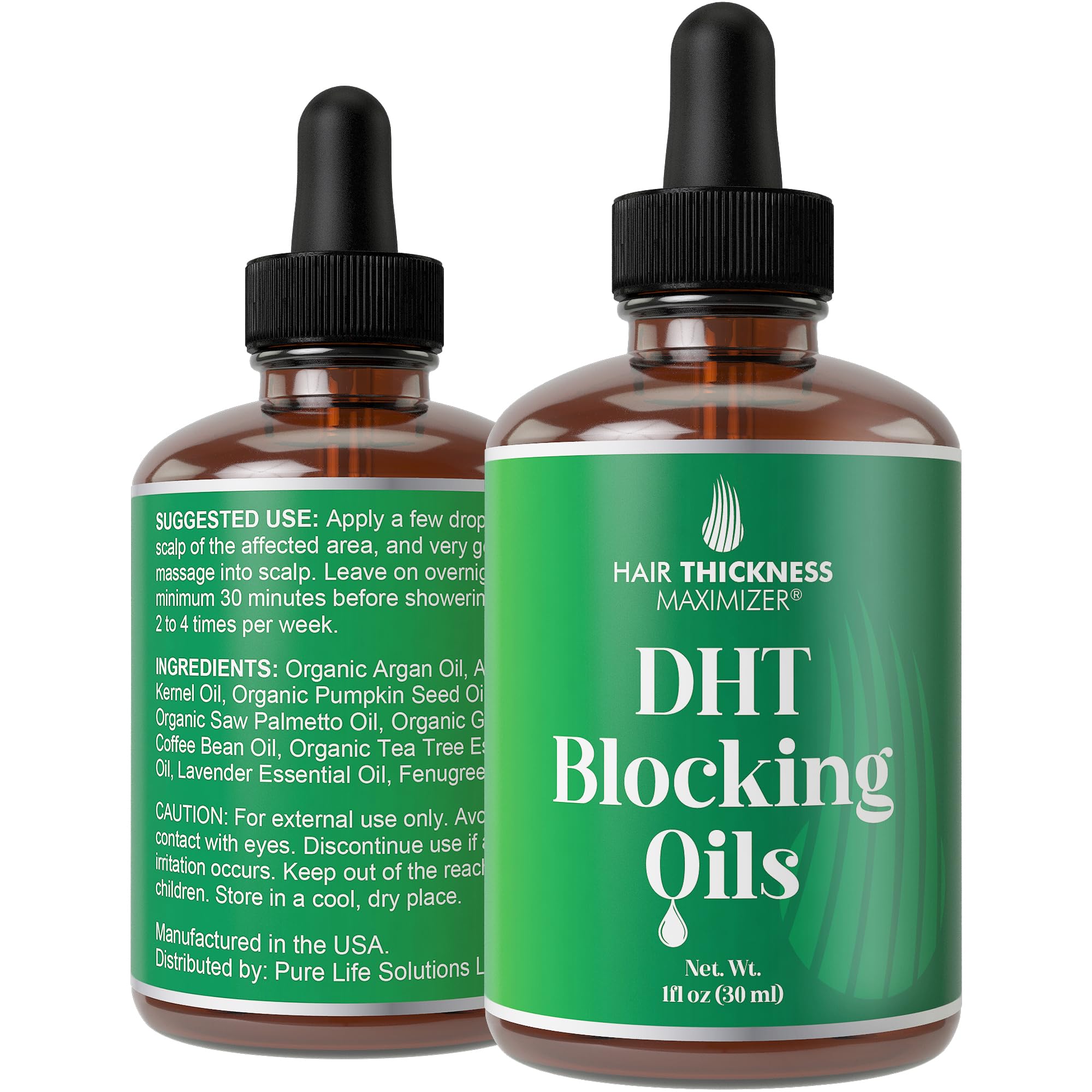 Hair Thickness Maximizer DHT Serum botella, impulso para cabello más densos