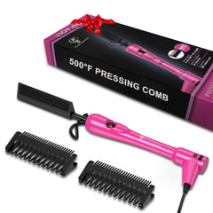 Hair Trends Mini Pink Hot Comb with dual voltage for global travel