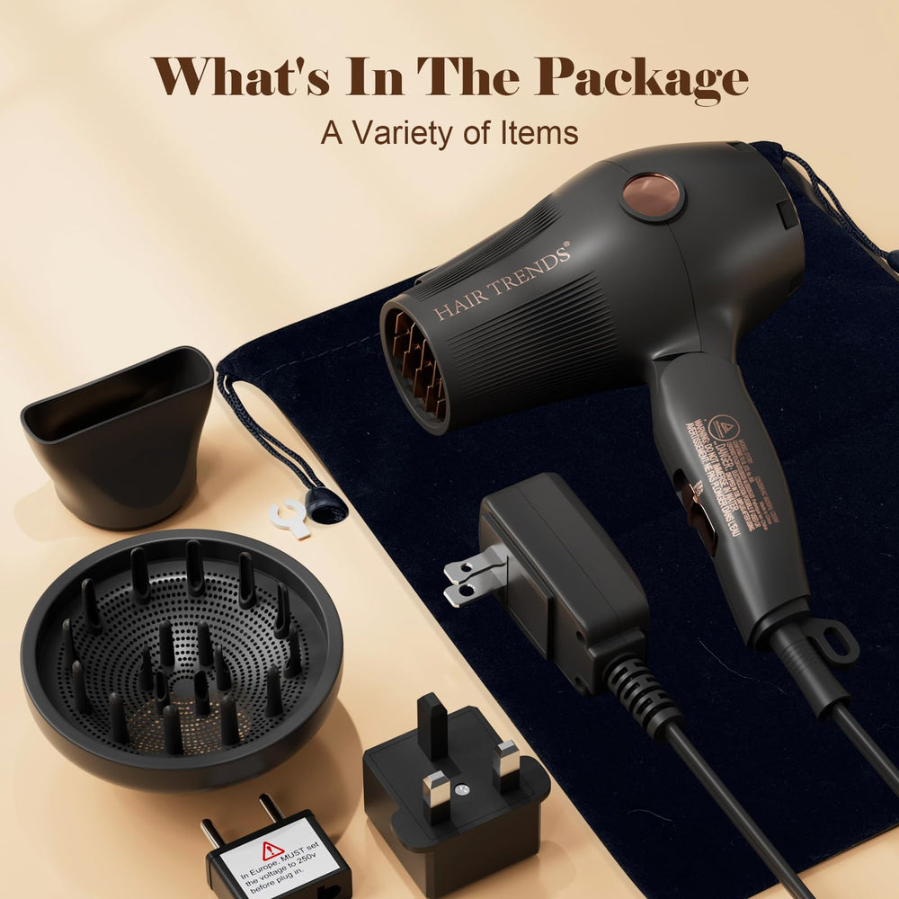 Hair Trends Travel Hair Dryer 1200W with DC motor for strong airflow