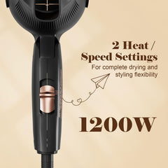 Hair Trends Travel Hair Dryer EU plug adapter included for Europe trips