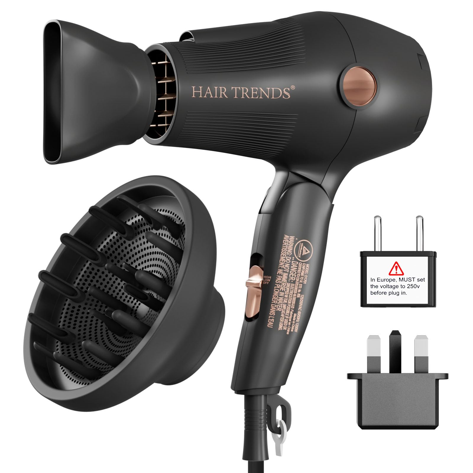 Hair Trends Travel Hair Dryer folded compact for easy packing