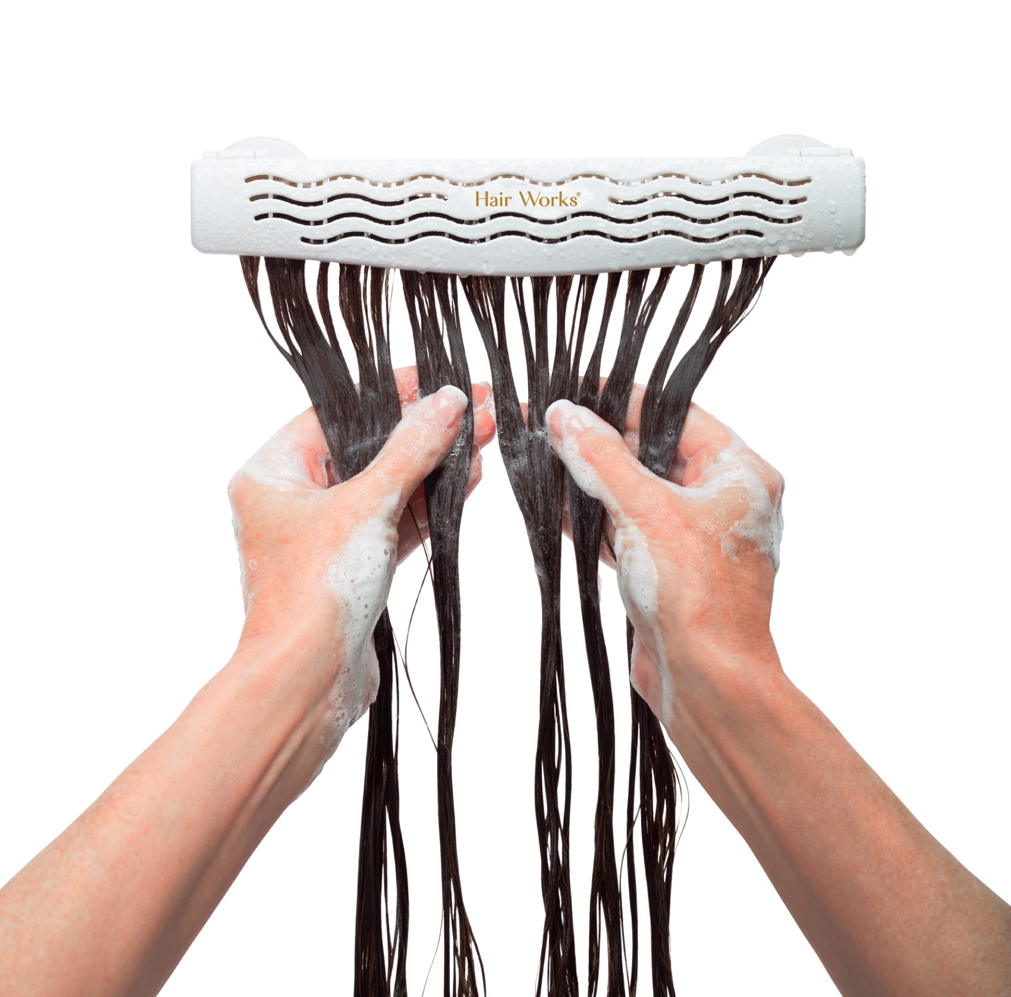 Hair Works secure storage compartment keeping extensions neatly organized.