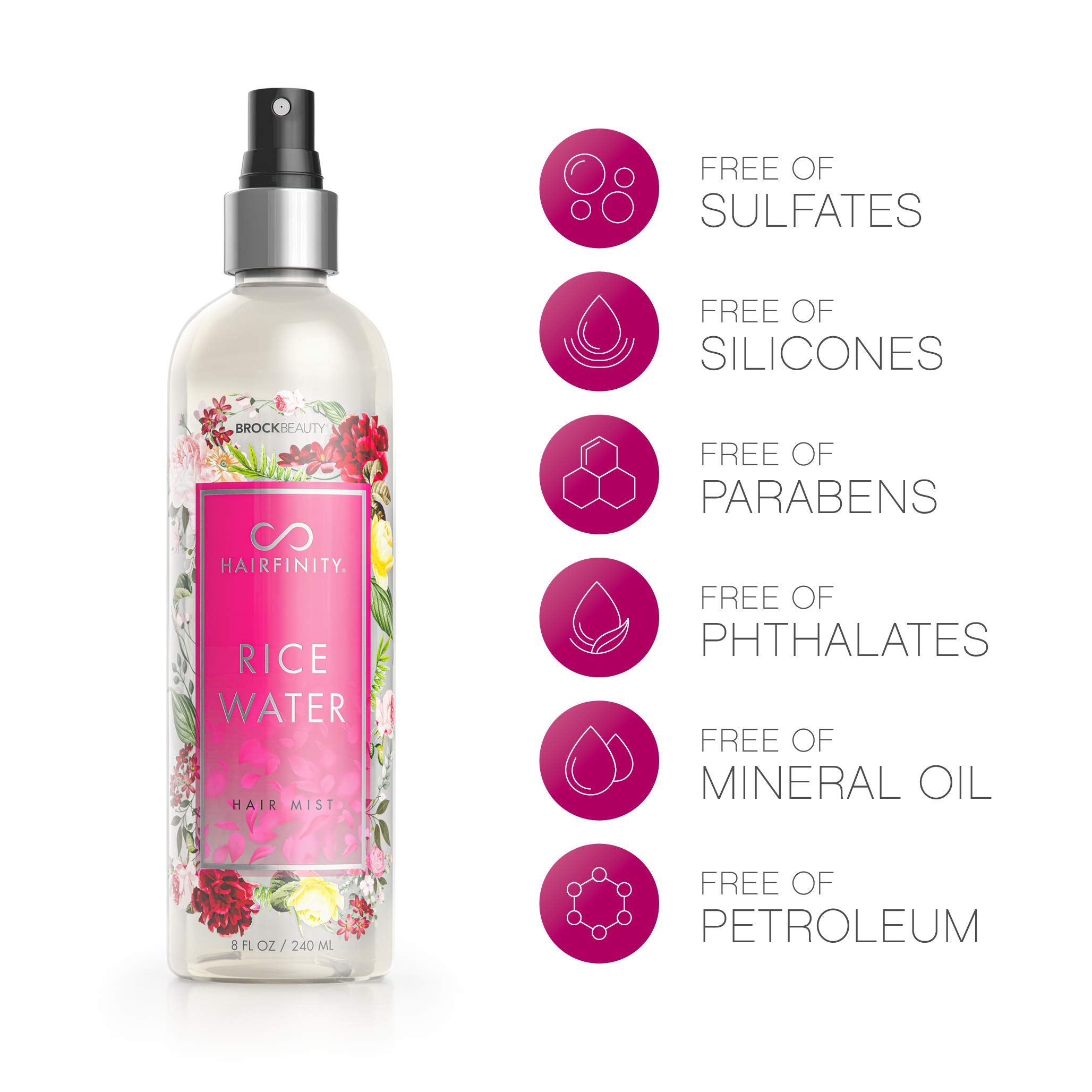 Brillo restaurado sin pesadez tras usar Hairfinity Rice Water Hair Mist.