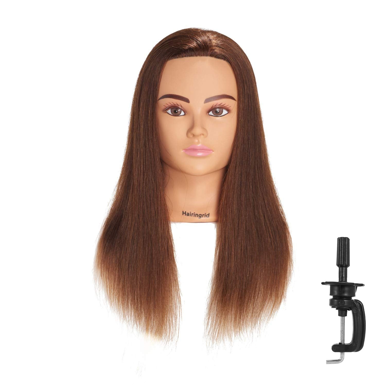 Hairingrid mannequin head 20-22 inches with 100% human hair for realistic training sessions.