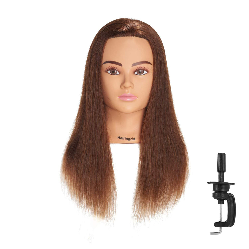 Hairingrid mannequin head 20-22 inches with 100% human hair for realistic training sessions.