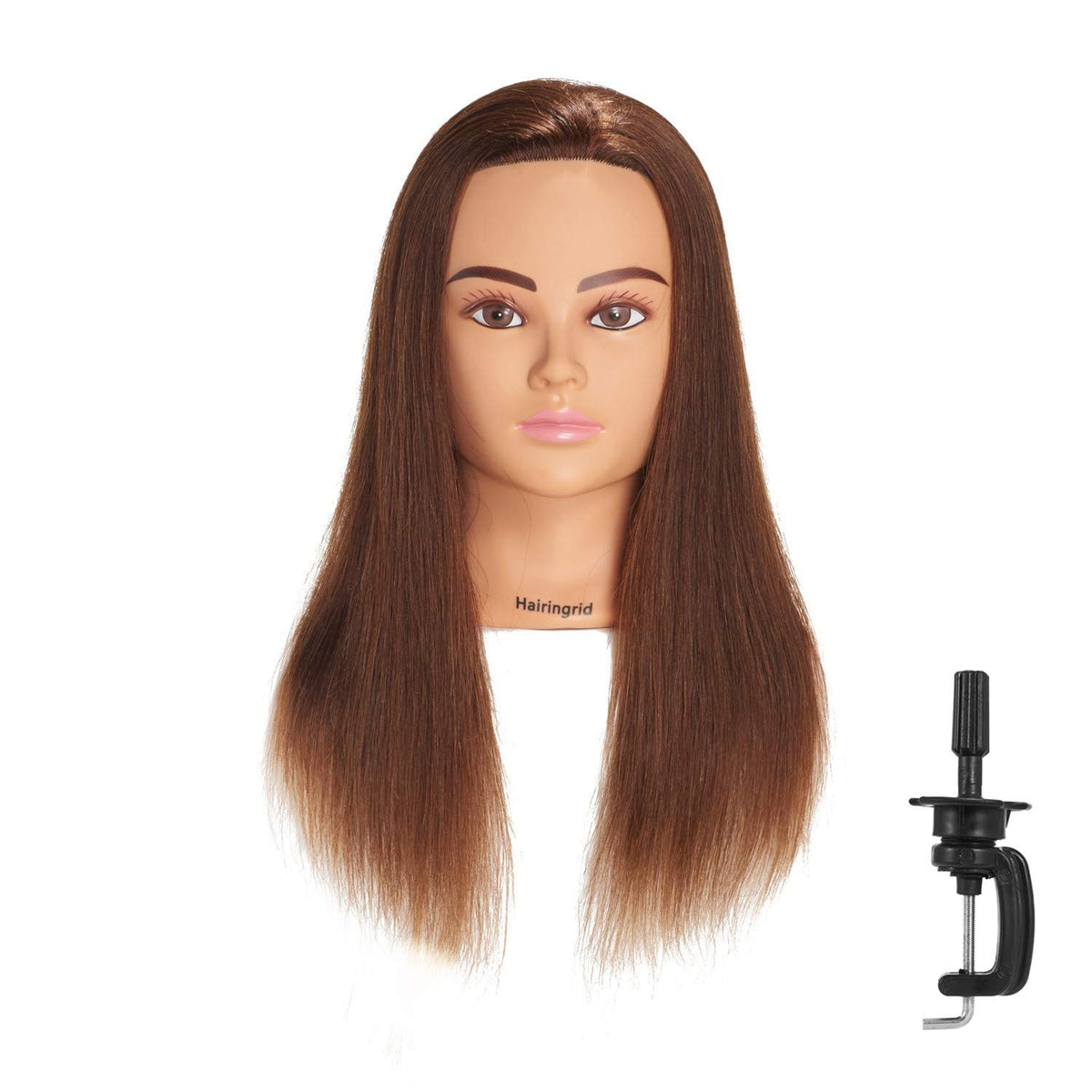 Hairingrid mannequin head 20-22 inches with 100% human hair for realistic training sessions.