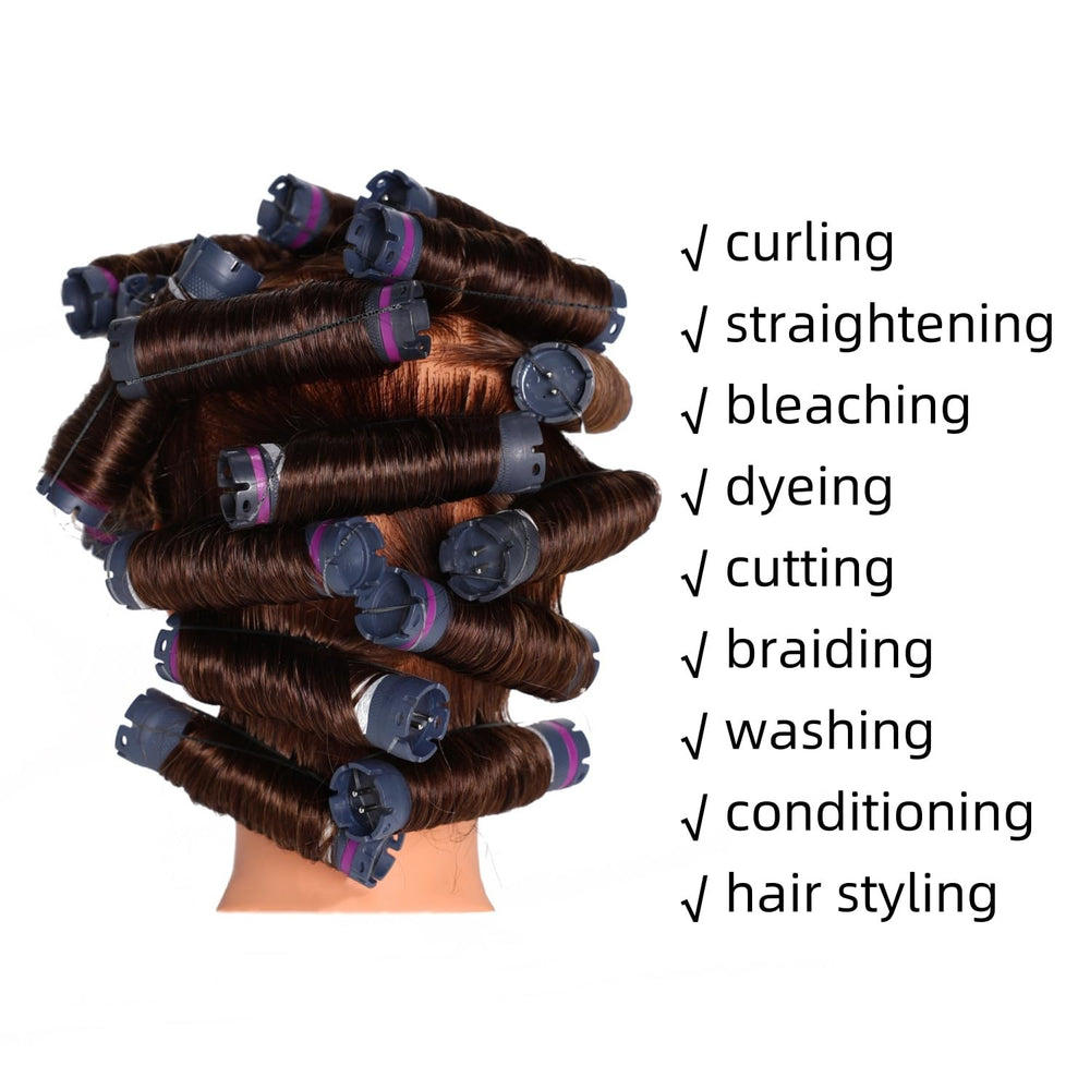 Hairingrid mannequin head with clamp stand for stable practice in cosmetology classrooms.