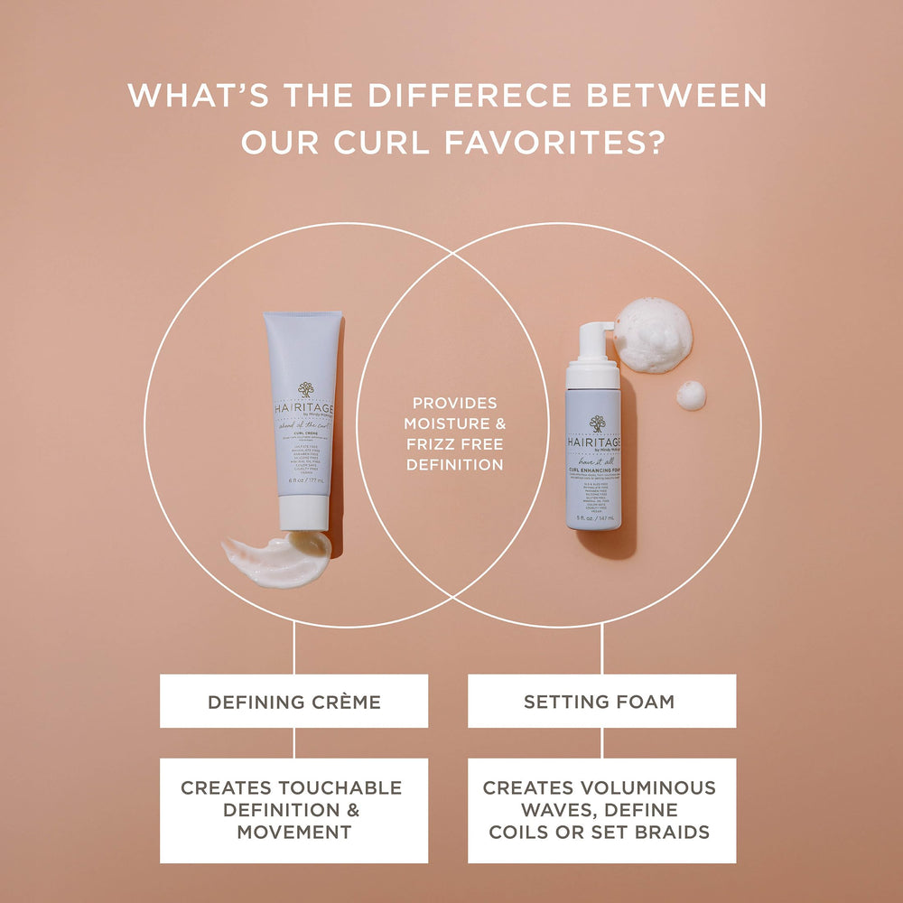 Hairitage fragancia suave y control del frizz para rizos.