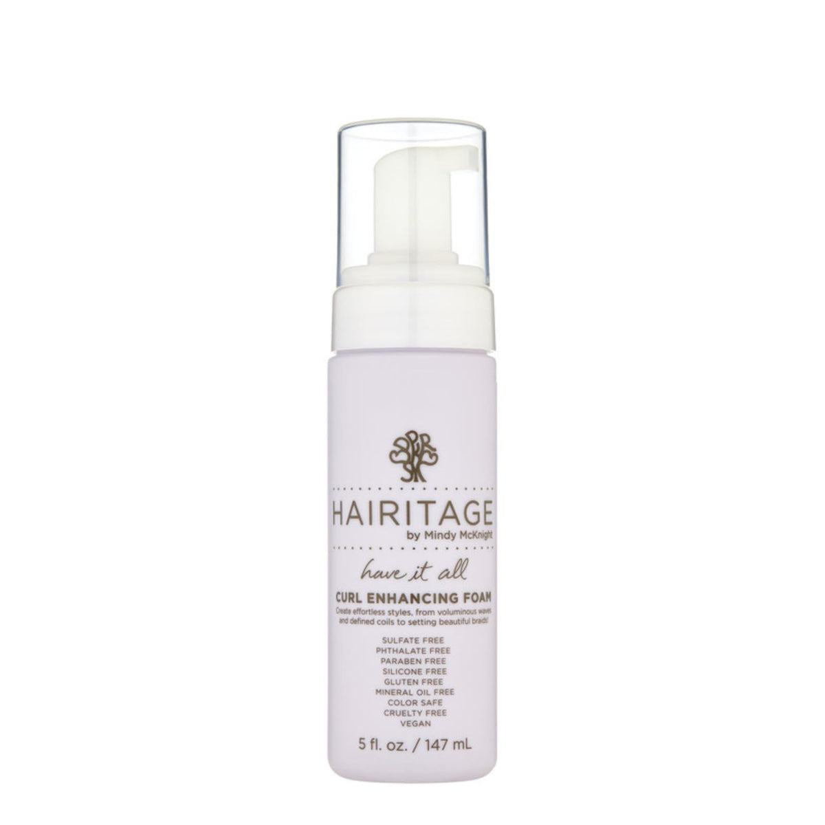 Hairitage Have It All Curl Enhancing Foam Mousse bottle for frizz control and lightweight moisture.