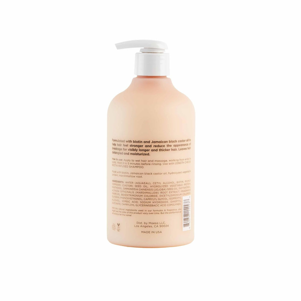 Closeup of Hairitage Length Check Conditioner label highlighting free-from ingredients.