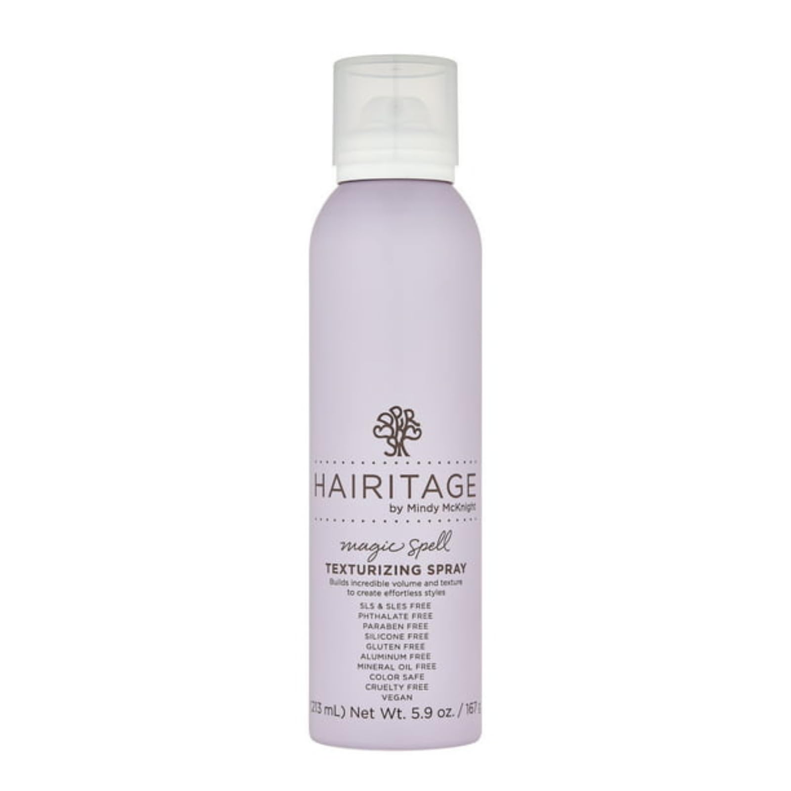 Hairitage aerosol texturizante magico: botella con volumen visible para peinados duraderos.