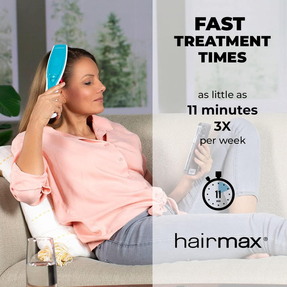 Hairmax Ultima 9 Classic cordless design displayed beside charger.