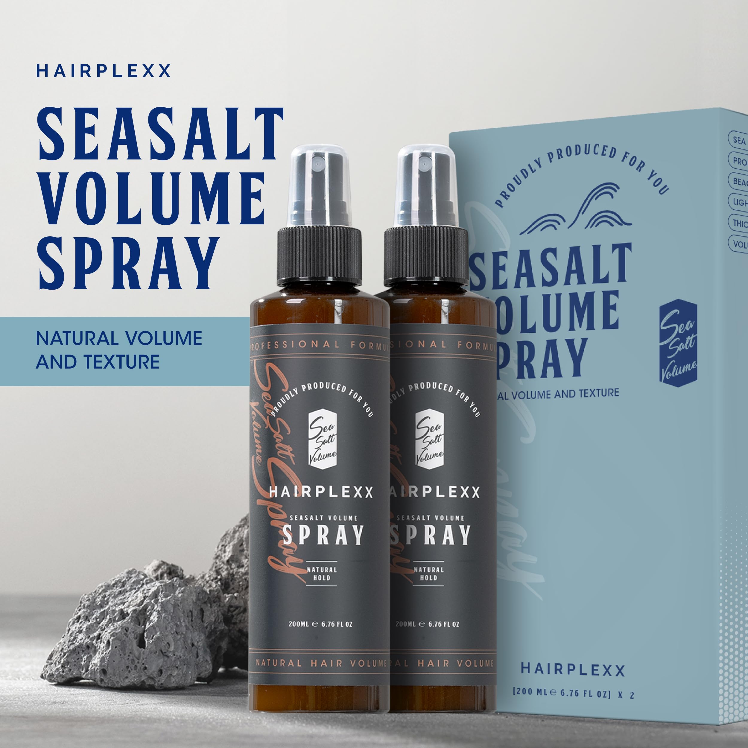 Hairplexx Sea Salt Spray being applied for even distribution and added lift.
