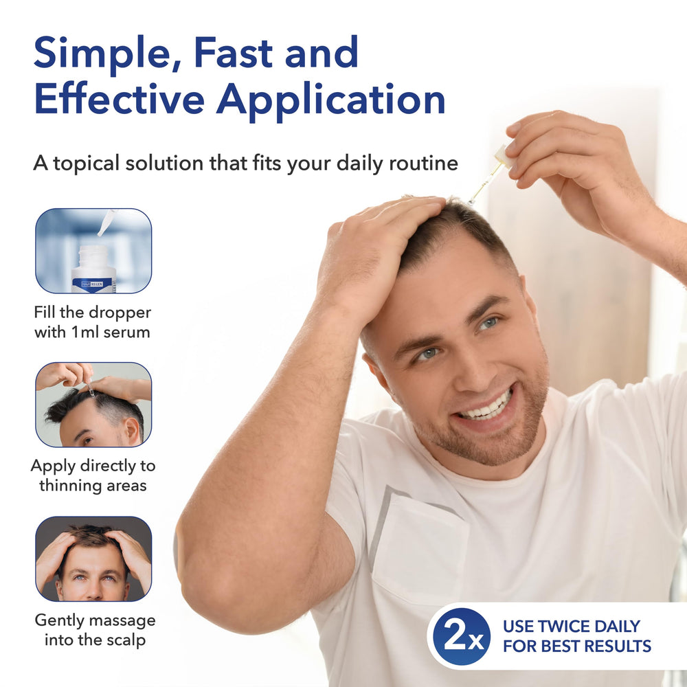 Hair Regen minoxidil five percent pack with travel case for on-the-go use.