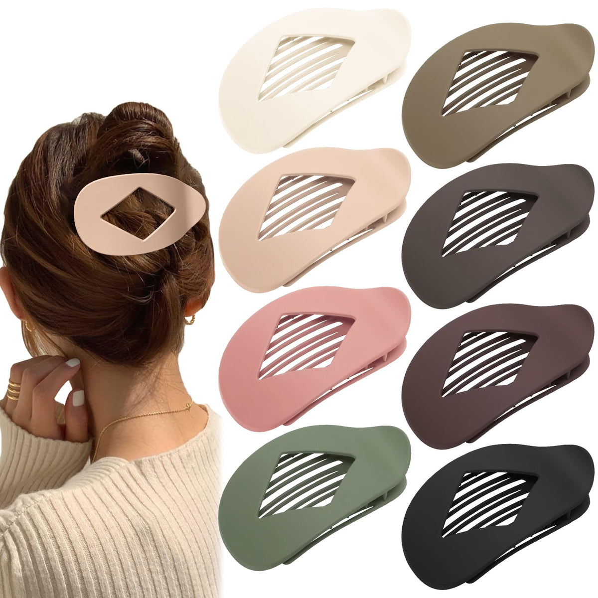 Hairshowgala flat clip with matte finish securely holds thick hair during workouts.