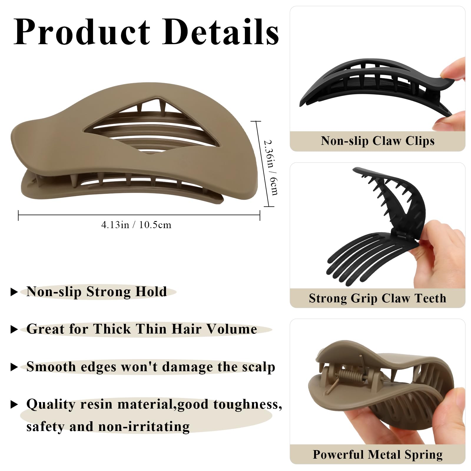 Hairshowgala 8-pack flat claw clips prevent creases on fine hair all day.