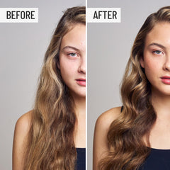 Hairstory Hair Balm on air dried hair with soft shine.