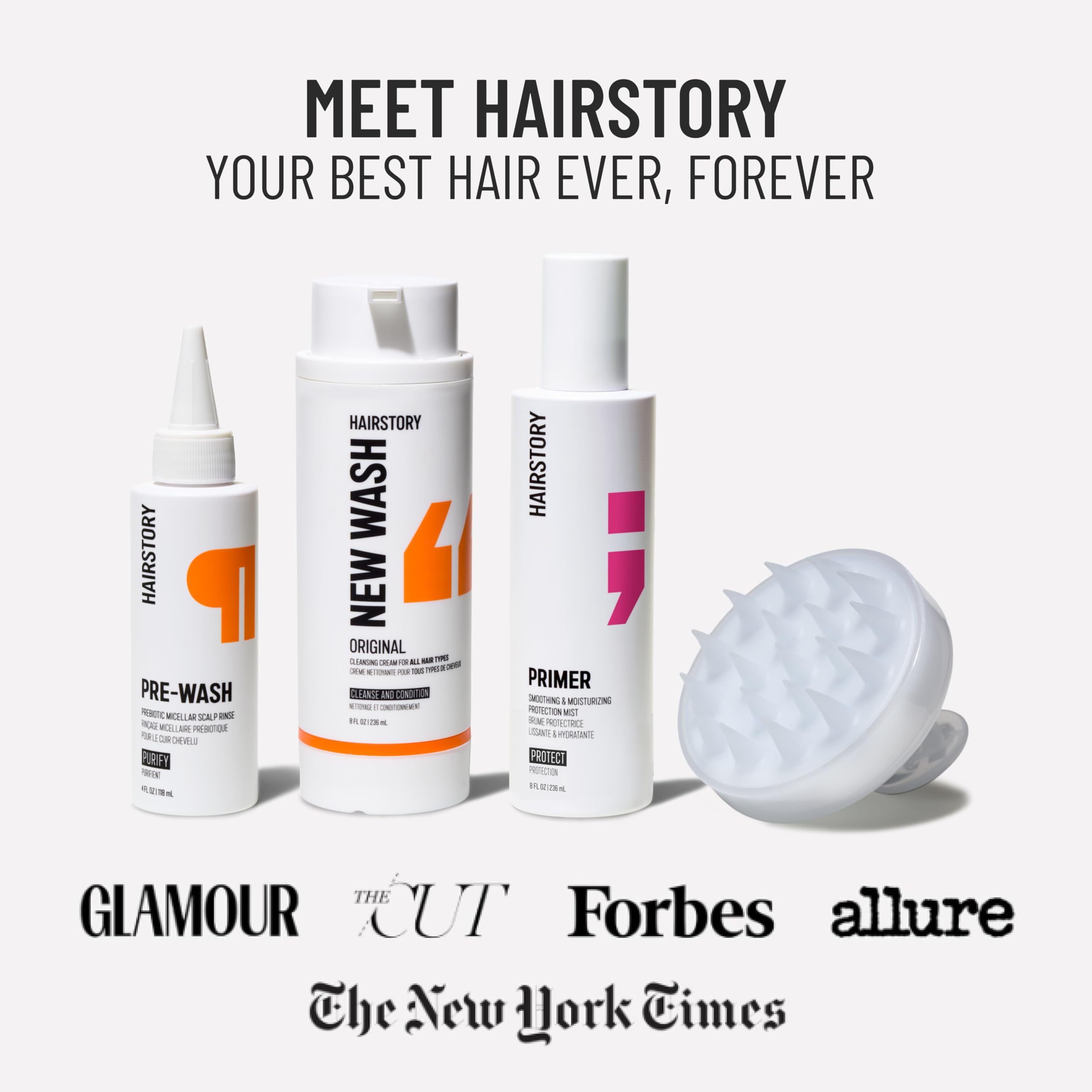 Hairstory Pre-Wash color-treated hair remains vibrant with safe formula.