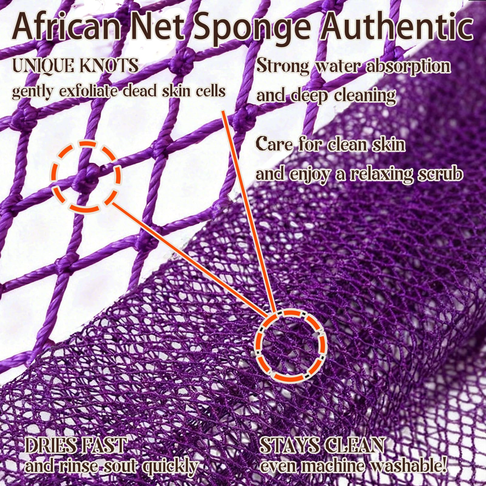 HAITOO Detalle de textura de malla africana, exfoliación eficaz y suave.