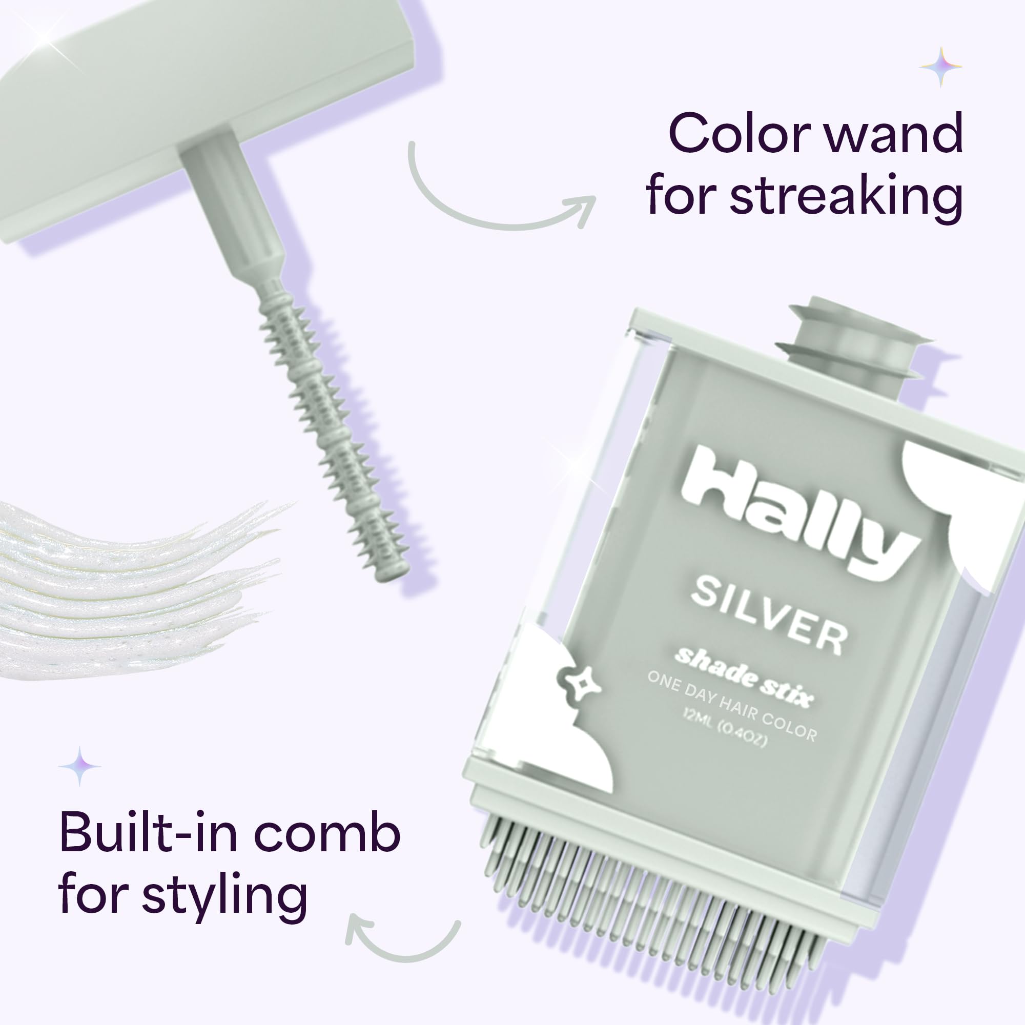 Hally Hair Shade Stix built-in comb ensures even color distribution.
