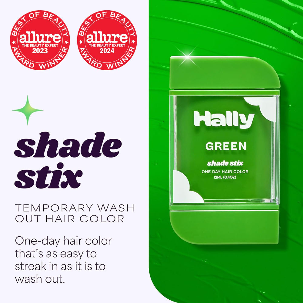 Shade Stix Green applied with built-in comb for even streaks.