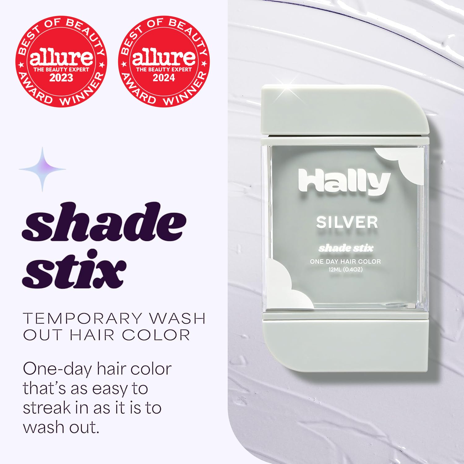 Hally Hair Shade Stix wand application showing easy streaks.
