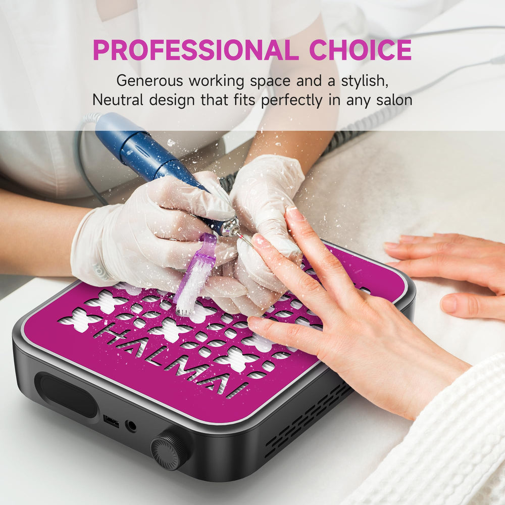 HALMAI Nail Dust Collector offers adjustable suction modes for different services.