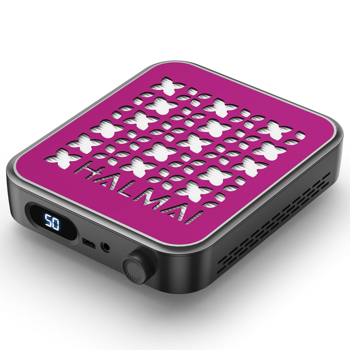 HALMAI Nail Dust Collector in plug-in portable design for salon or home use.
