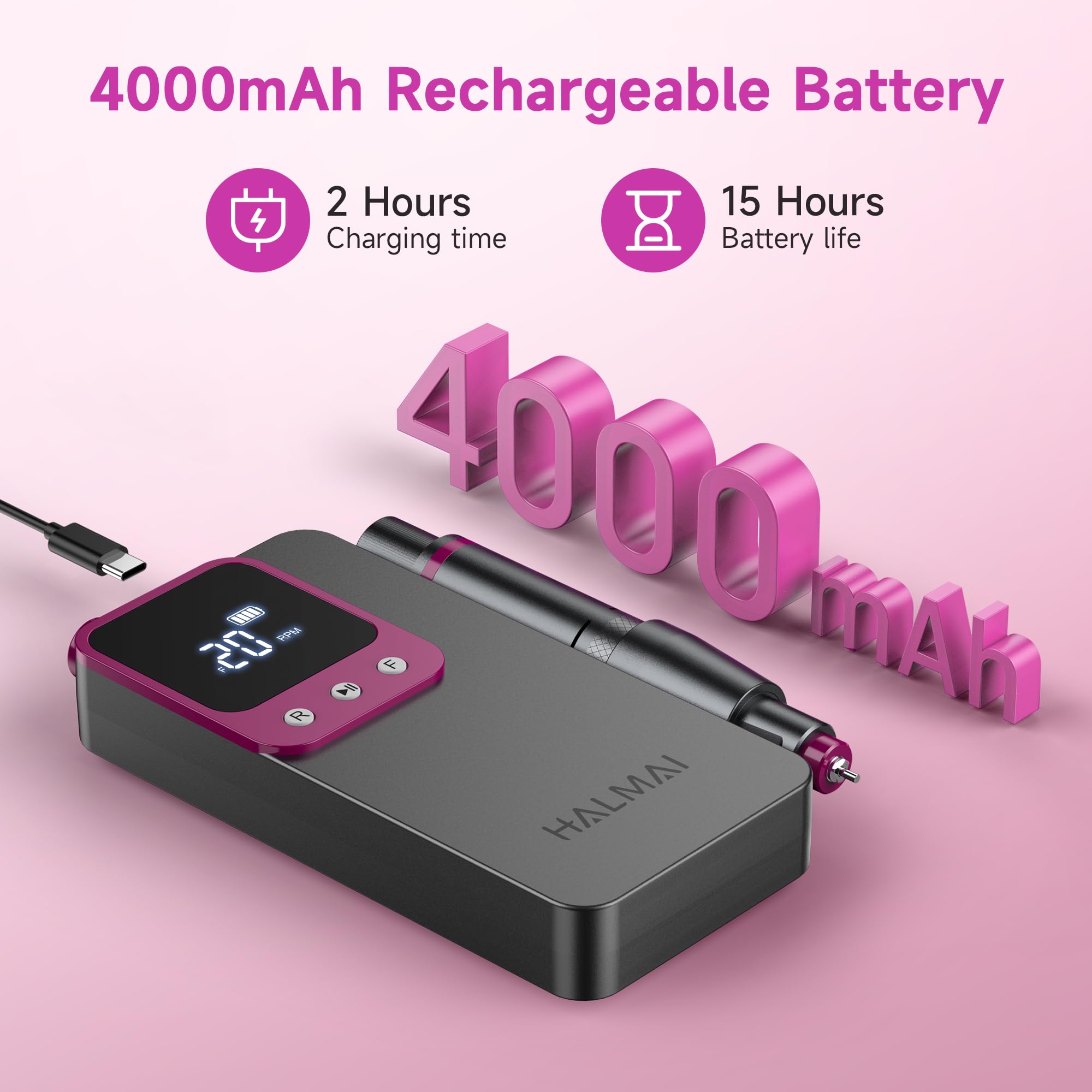 Halmai smart LCD display shows RPM and power