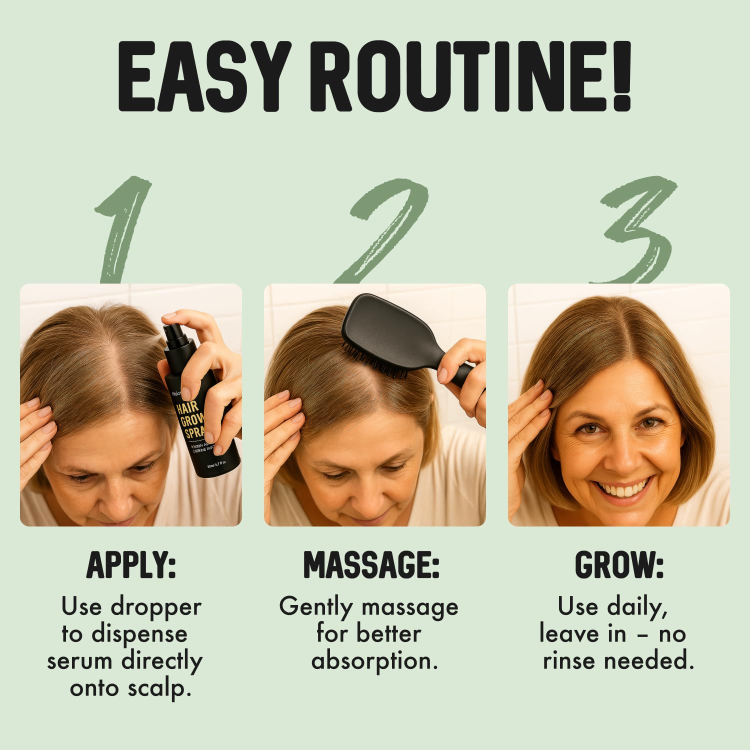 HALOGROW product image displays clear formula texture for daily scalp nourishment.