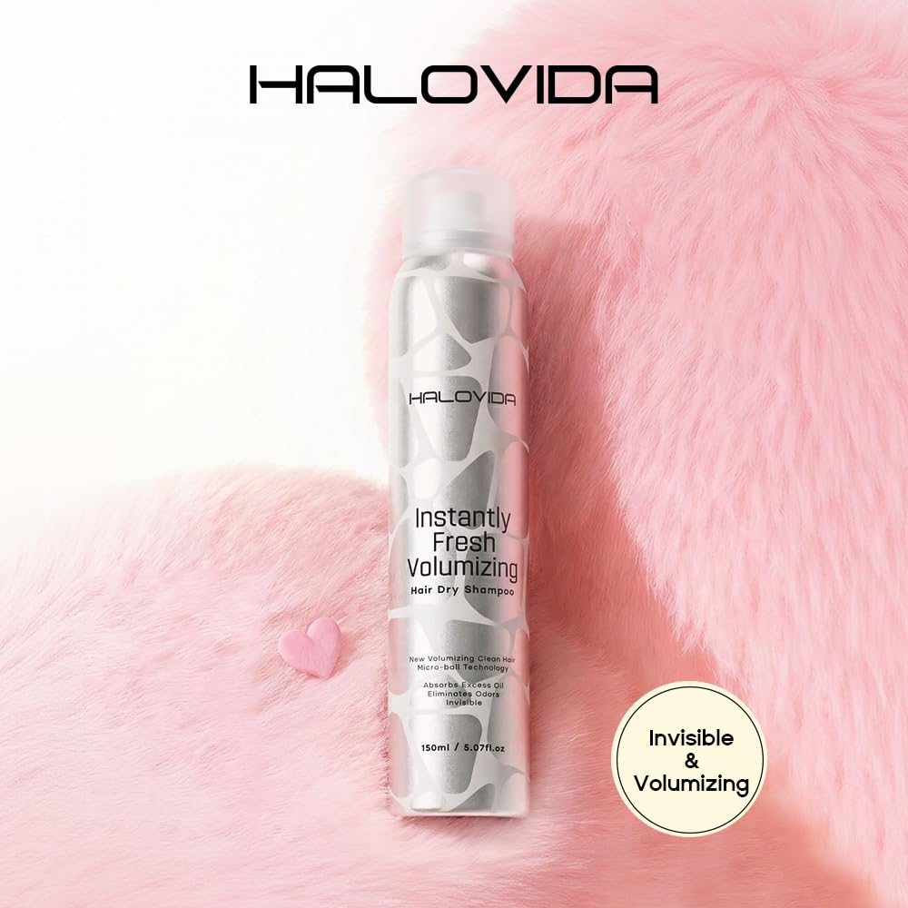 HALOVIDA fine mist spray for even distribution and no residue on hair.