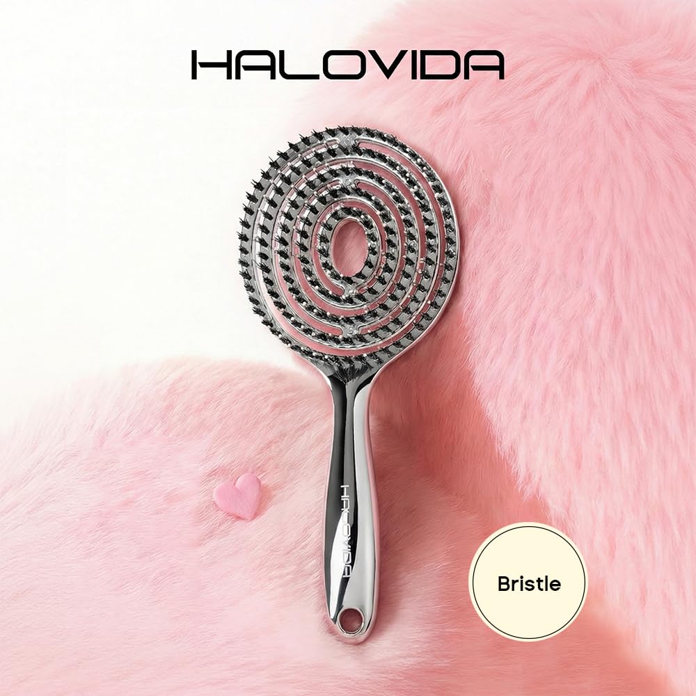 HALOVIDA brush showing double-layer bristles for knot removal