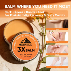 Halpilt Mountain 3X Relief Balm ingredients jar highlighting organic formula.