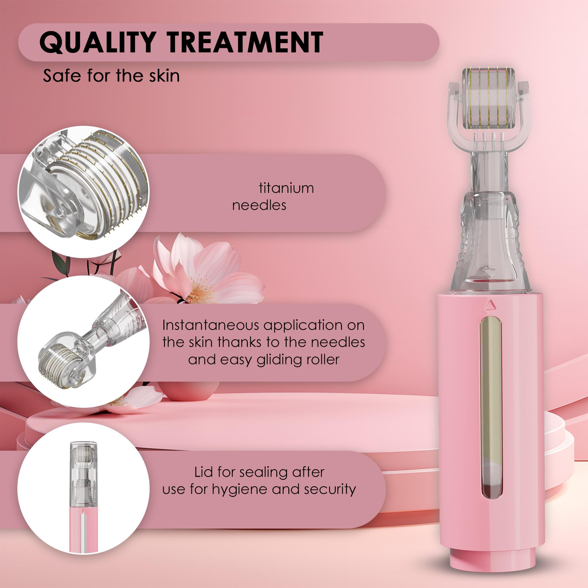 HAMINOS Derma Roller on scalp area supports product absorption