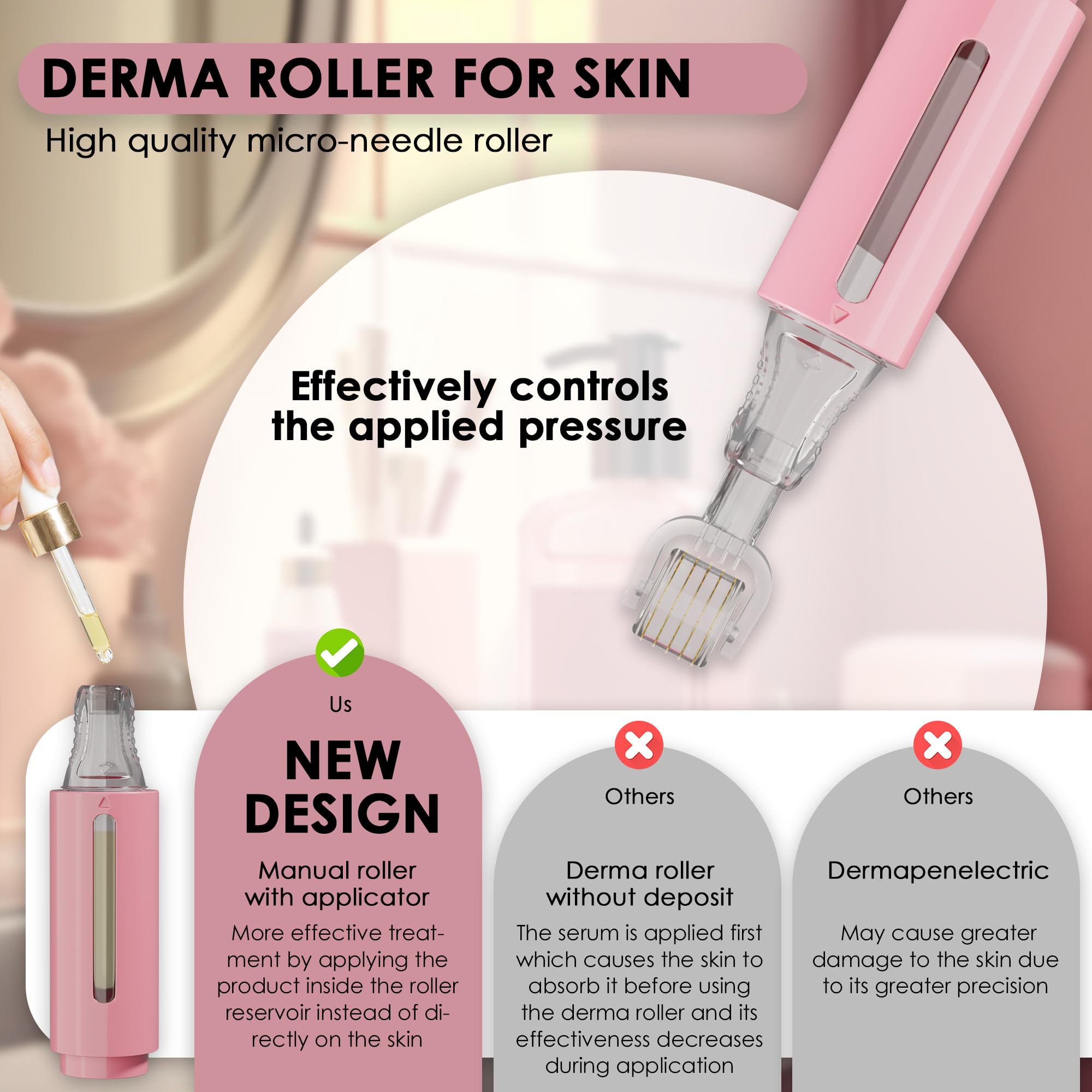 HAMINOS Derma Roller on lips enhances serum uptake for smoother lips