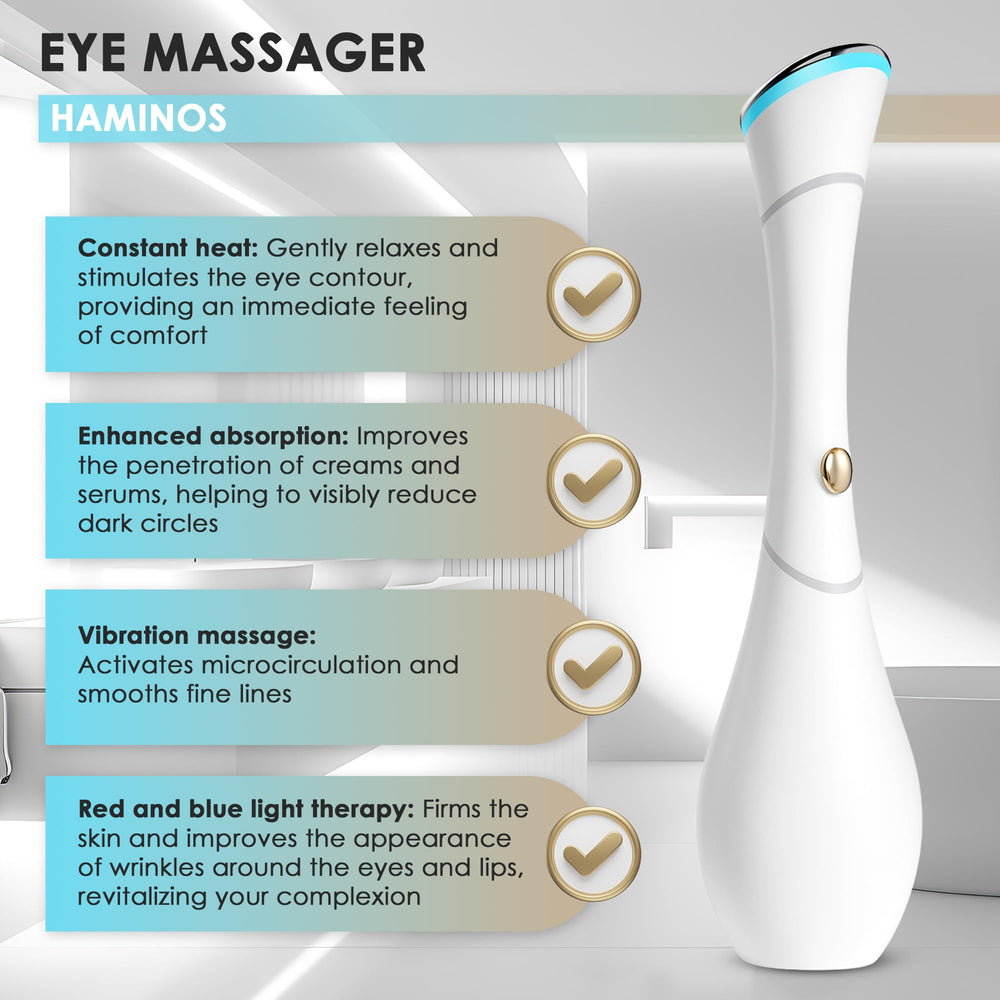 HAMINOS Eye Massager Wand delivers gentle vibrations for a refreshed under-eye look.