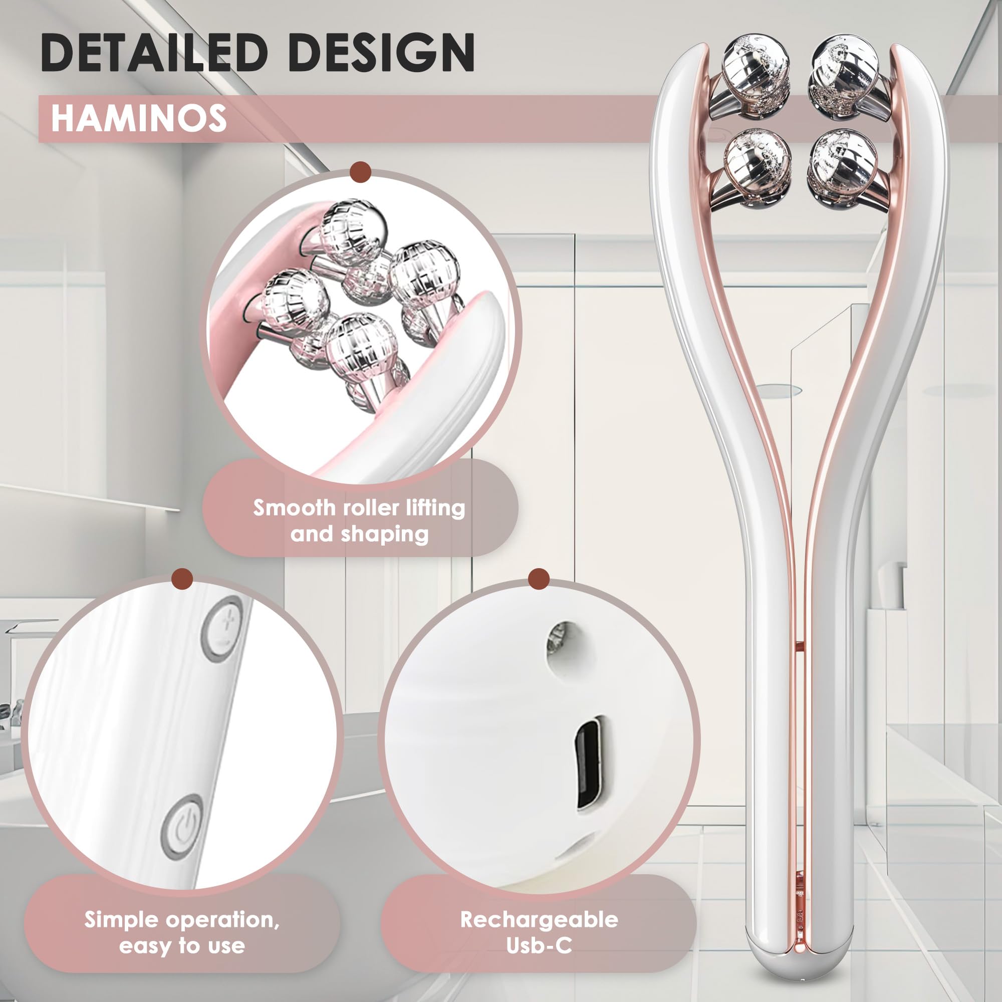 HAMINOS massager with water-based gel boosts glide and absorption.