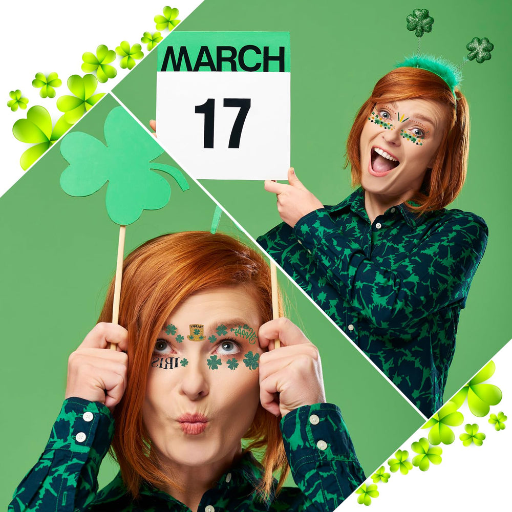 Hamiutci St Patrick's tattoos sheet 3 on forehead or neck for vibrant festival accents