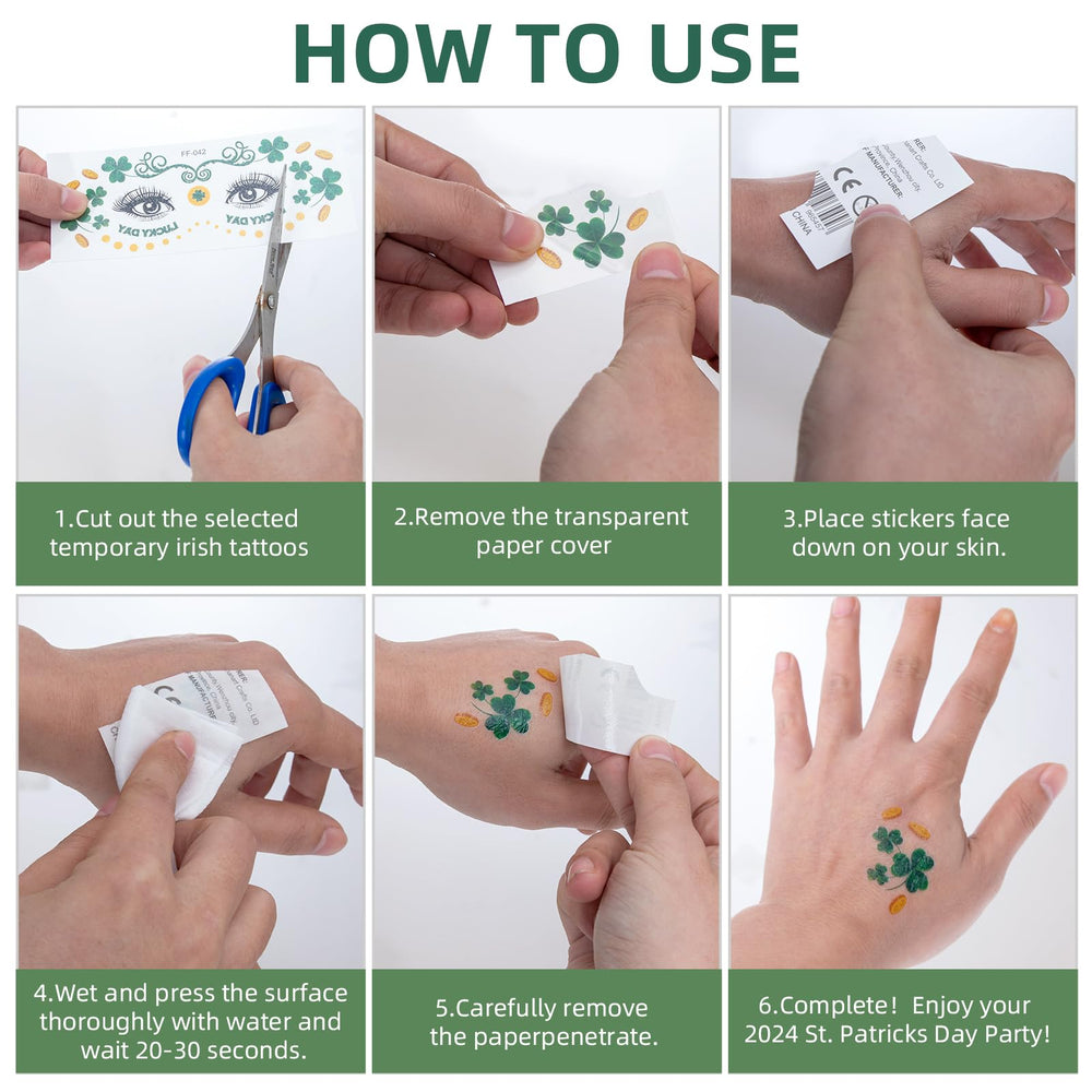 Hamiutci waterproof shamrock tattoos sheet 6 stay vibrant in rain