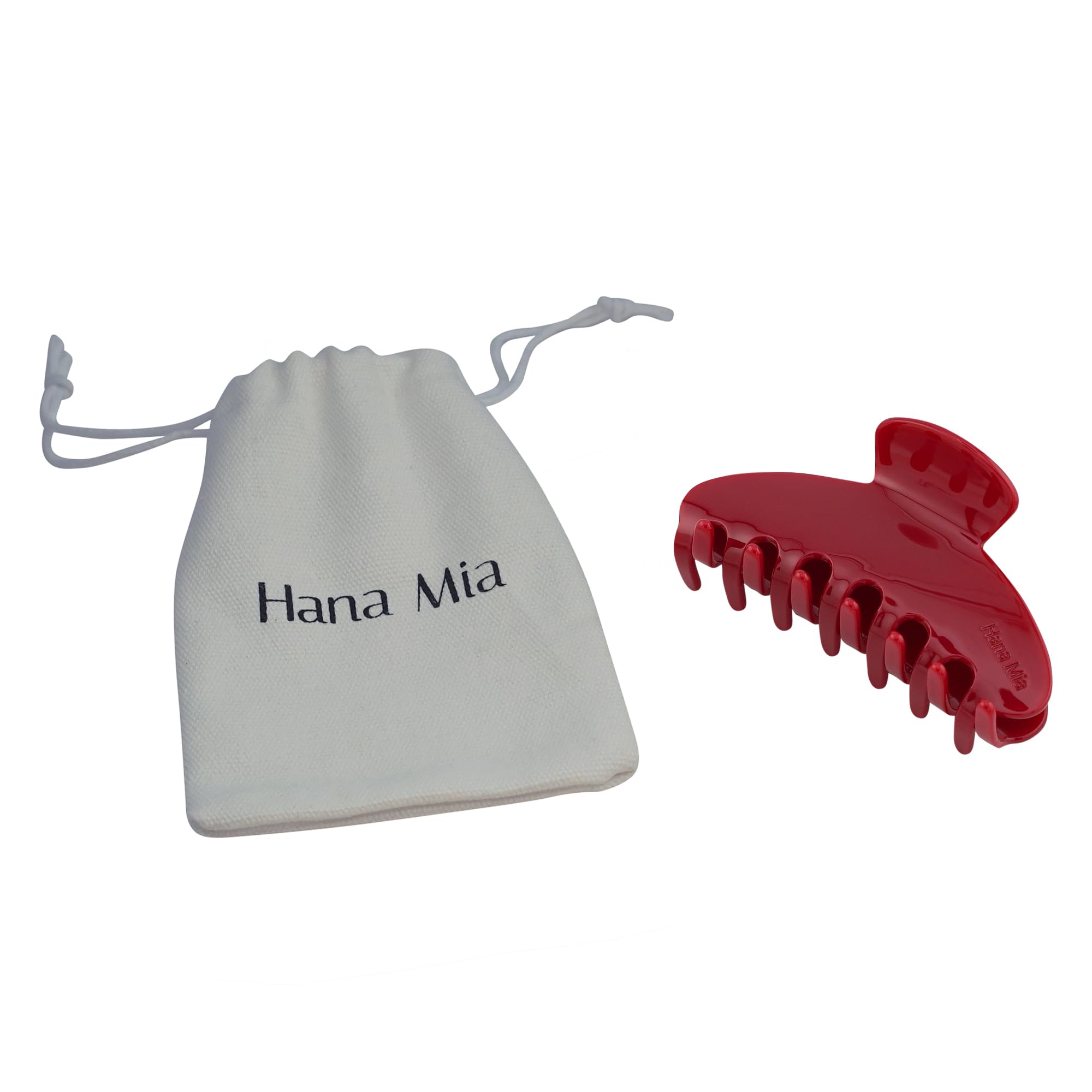 Hana Mia daily-use red claw clip adds easy style.
