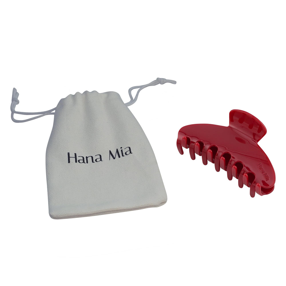 Hana Mia daily-use red claw clip adds easy style.