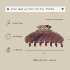 Hana Mia half-up claw clip in action delights without snagging or pulling.