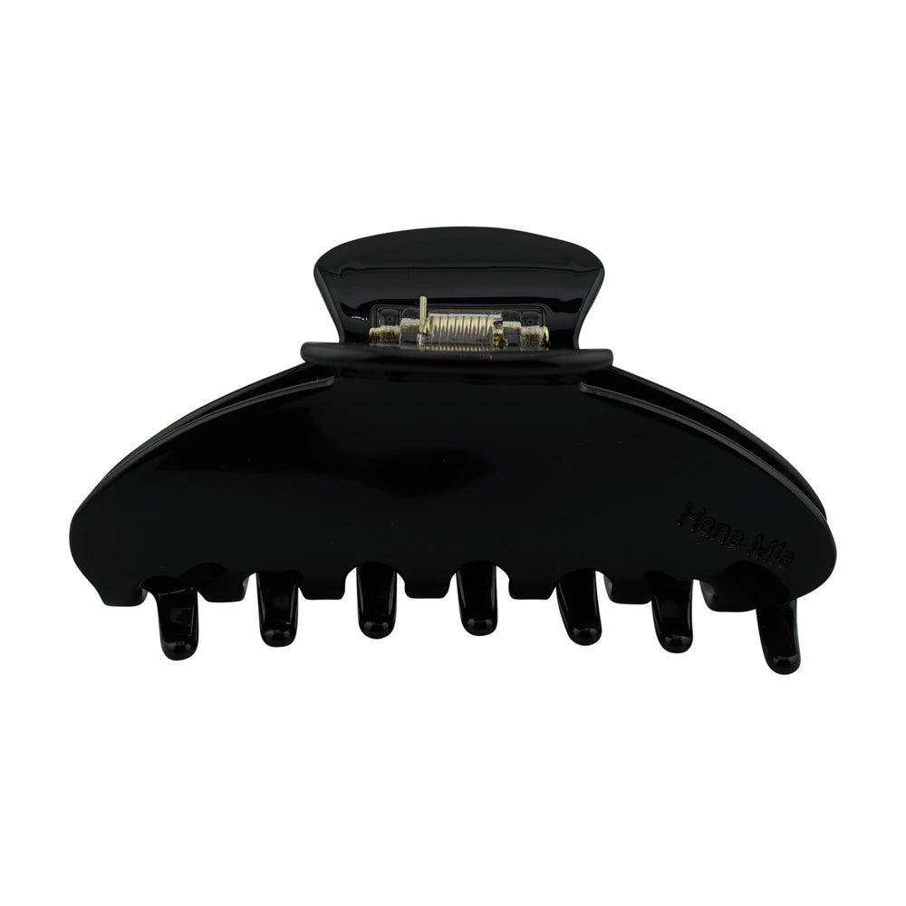 Hana Mia Luxury Black Claw Clip in 4 inch size for secure half-up styles.
