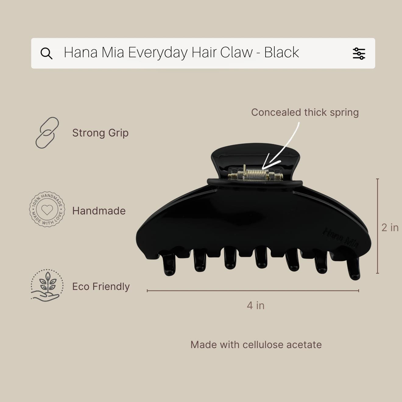 Hana Mia no-snag clip protects hair from pulling during use.