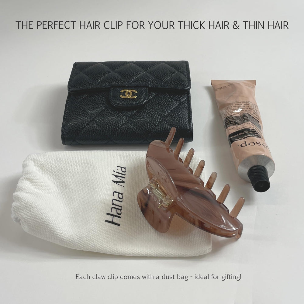 Hana Mia secure-grip brown claw clip captures active days without slips.