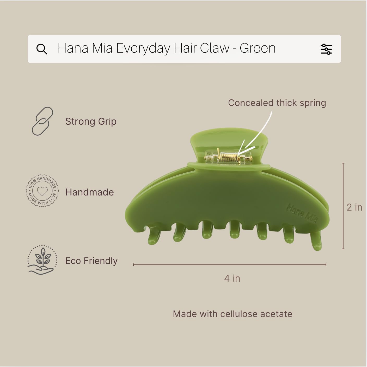 Hana Mia secure grip clip — strong hold during busy days.